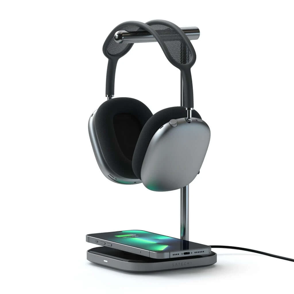 Satechi - 2-in-1 Headphone Stand With Wireless Charger 1 Satechi - 2-in-1 Headphone Stand With Wireless Charger