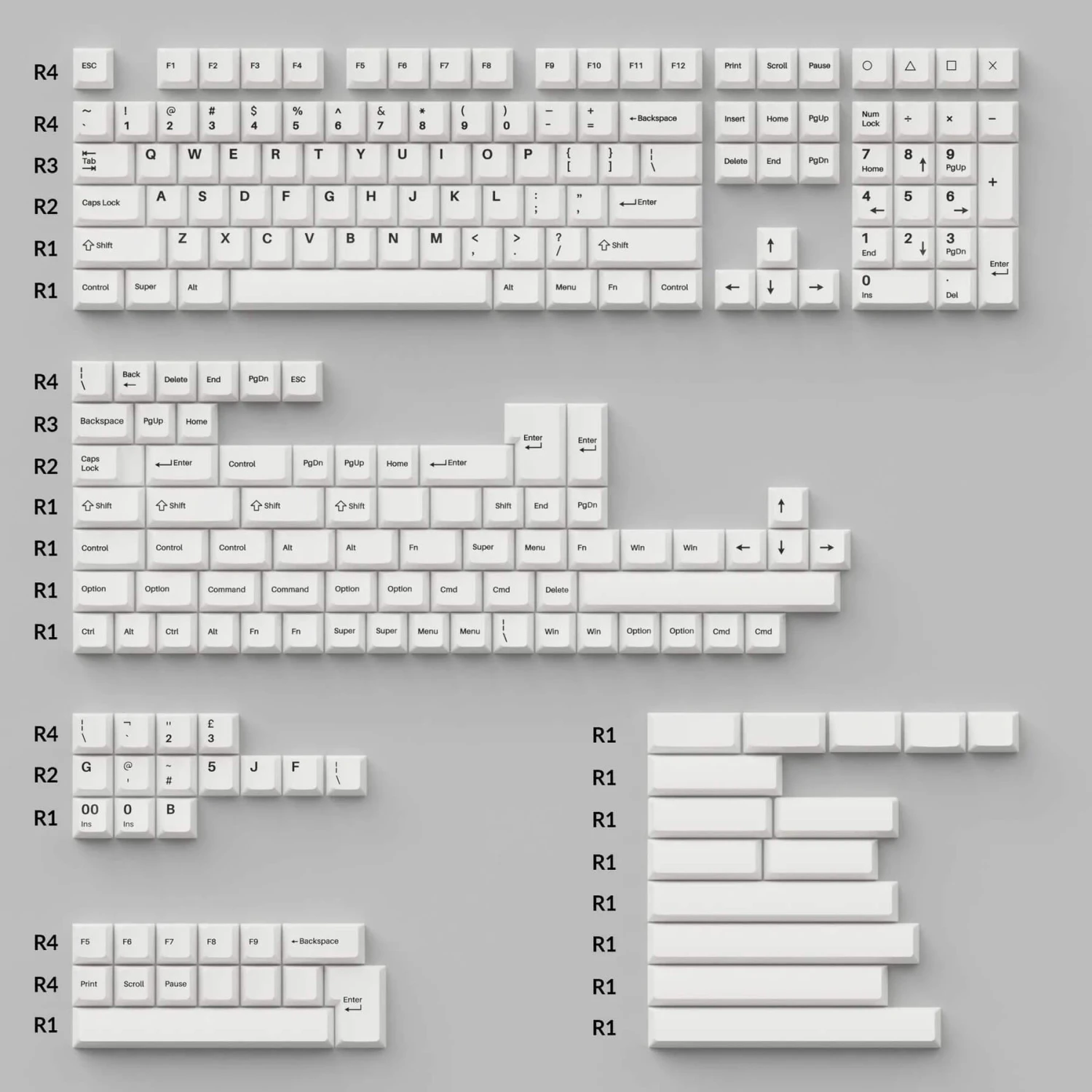 Keychron - Cherry Profile Double-Shot PBT Full Set Keycaps - Black On White - Bow 1 Keychron - Cherry Profile Double-Shot PBT Full Set Keycaps - Black On White - Bow