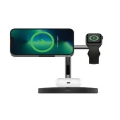 Belkin - BoostCharge Pro 3-in-1 Wireless Charger With Official MagSafe Charging 15W -Computer Peripherals IMG WIZ017 BLK MagSafe BoostChargePro 3in1WirlessChargingDock BPK CMYK