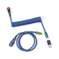 Keychron - Premium Coiled Aviator Cable -Computer Peripherals Keychron Premium Coiled Cable Aviator Type C Cable Blue