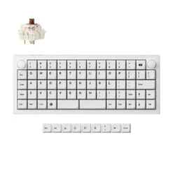 Keychron - Q15 Max QMK Wireless Custom Mechanical Keyboard -Computer Peripherals Keychron Q15 Max QMK Ortholinear Wireless Custom Mechanical Keyboard Aluminum White Fully Assembled Knob for Mac Windows Linux Gateron Jupiter Brown