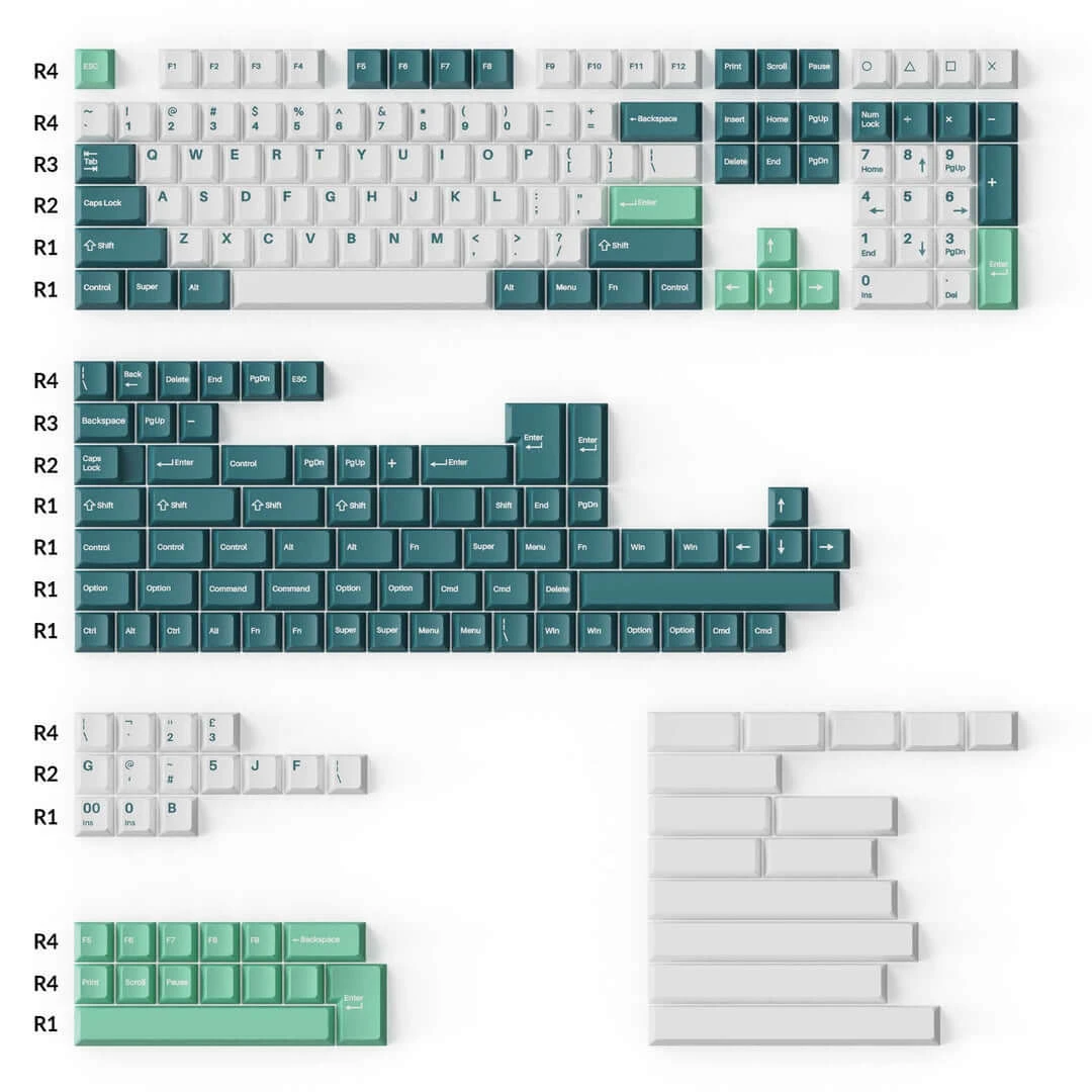 Keychron - Cherry Profile Double-Shot PBT Full Set Keycaps - White Mint 1 Keychron - Cherry Profile Double-Shot PBT Full Set Keycaps - White Mint