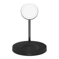 Belkin - BoostCharge Pro 2-in-1 Wireless Charger Stand With Official MagSafe Charging 15W -Computer Peripherals WIZ010 BLK MagSafe BoostChargePro 2in1WirlessChargeDock FrontTilt WEB
