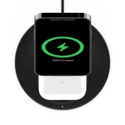 Belkin - BoostCharge Pro 2-in-1 Wireless Charger Stand With Official MagSafe Charging 15W -Computer Peripherals WIZ010 BLK MagSafe BoostChargePro 2in1WirlessChargeDock TopOrthoWDevice WEB